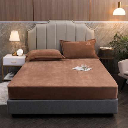 澳萝拉家居 2021新款纯色牛奶绒单床笠 咖啡色