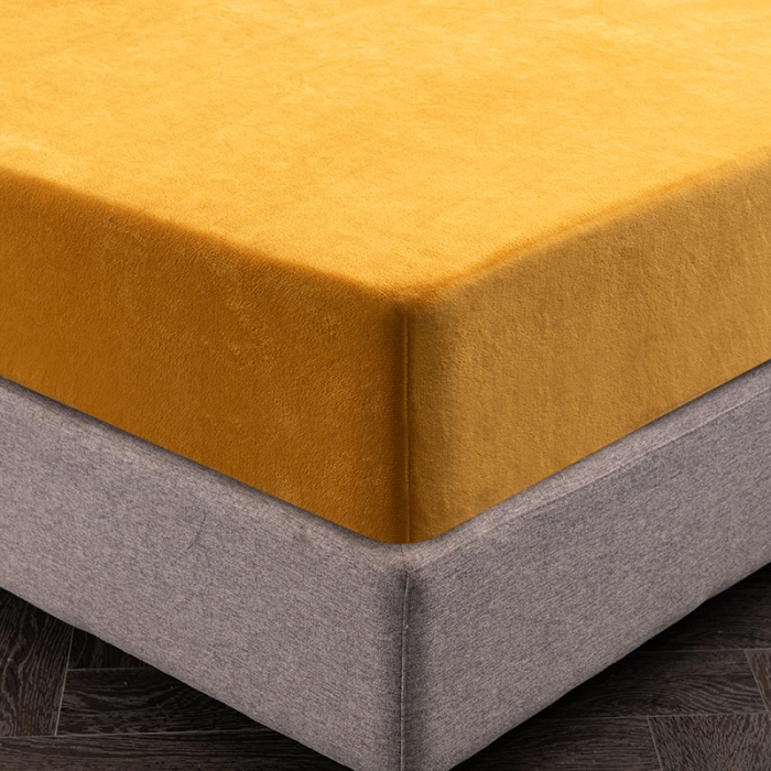 91家纺网 家纺一手货源 找家纺 澳萝拉家居 2021新款纯色牛奶绒单床笠 柠檬黄