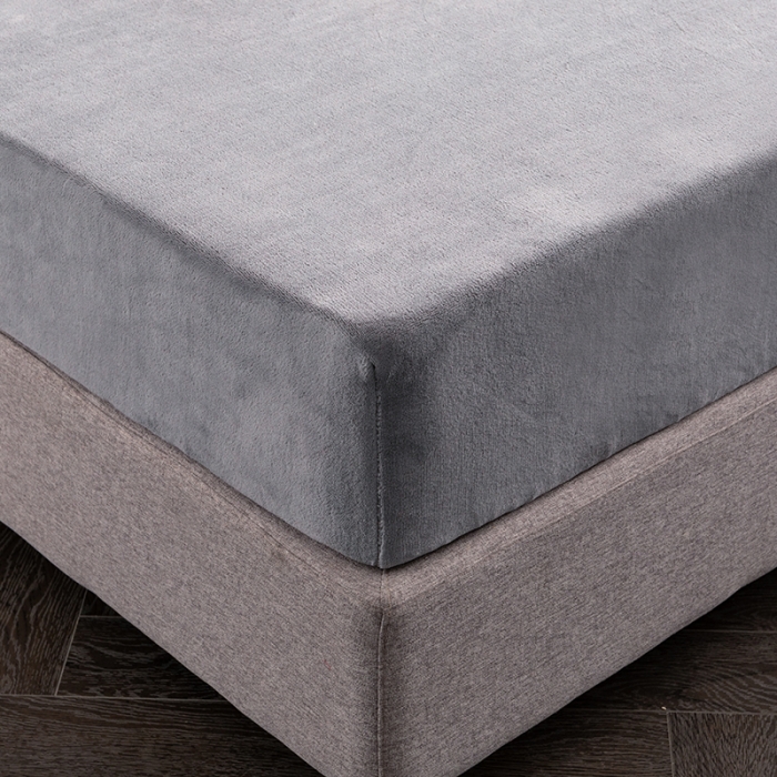 91家纺网 家纺一手货源 找家纺 澳萝拉家居 2021新款纯色牛奶绒单床笠 绅士灰