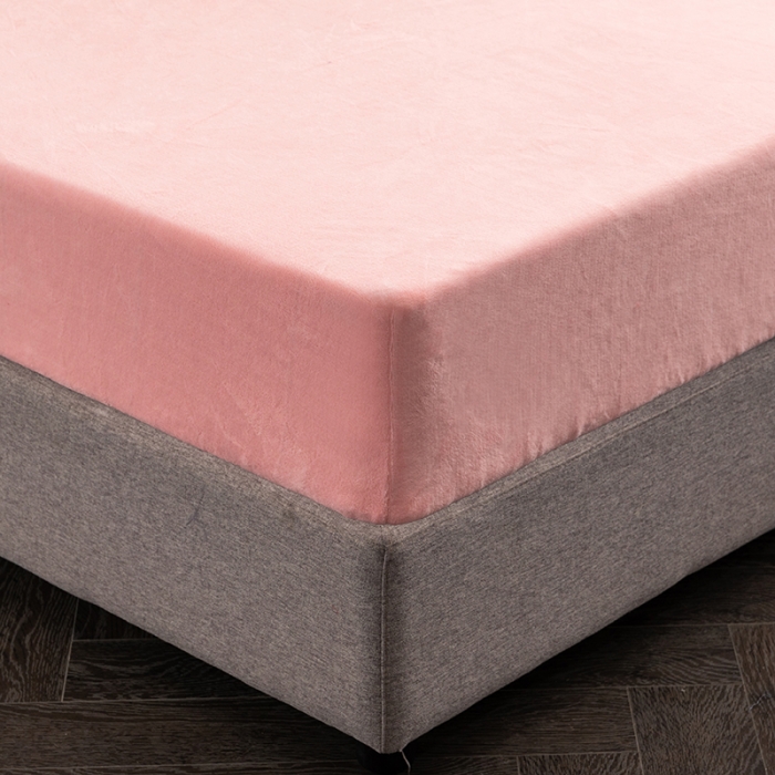 91家纺网 家纺一手货源 找家纺 澳萝拉家居 2021新款纯色牛奶绒单床笠 淑女粉