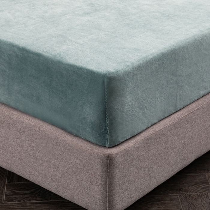 91家纺网 家纺一手货源 找家纺 澳萝拉家居 2021新款纯色牛奶绒单床笠 天湖蓝