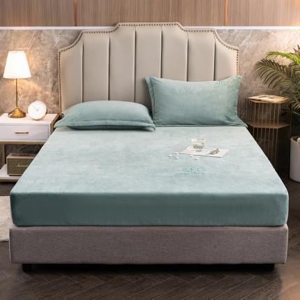 澳萝拉家居 2021新款纯色牛奶绒单床笠 天湖蓝