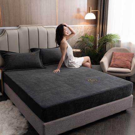 澳萝拉家居 2021新款纯色牛奶绒单床笠 英伦灰