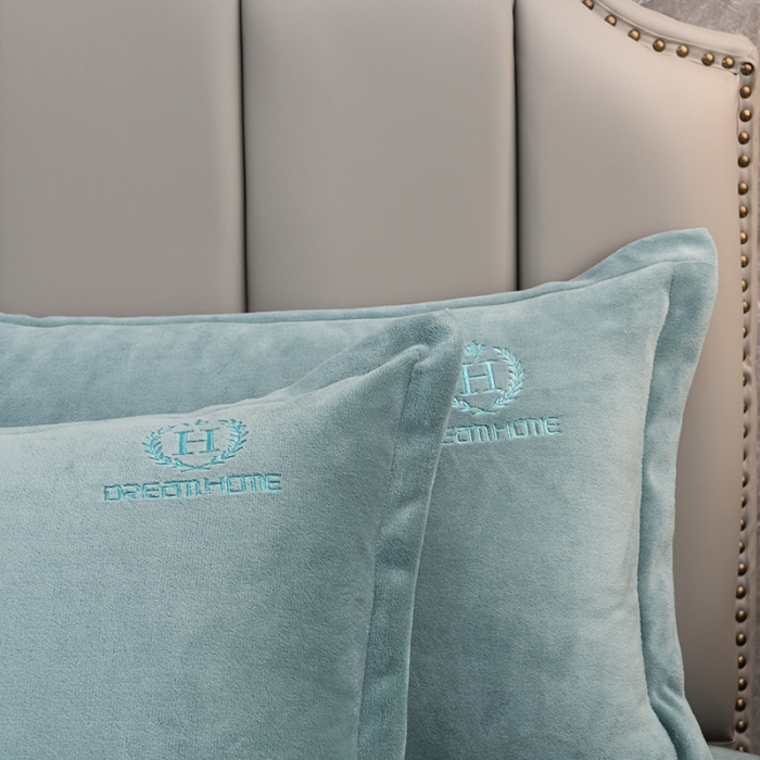 91家纺网 家纺一手货源 找家纺 澳萝拉家居 2021新款纯色牛奶绒枕套一对 天湖蓝