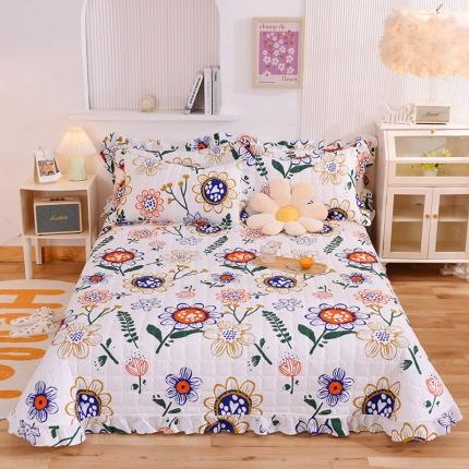 91家纺网 家纺一手货源 找家纺 总）甜之梦 2025全棉夹棉防滑抗菌花边款床盖可定制任何尺寸