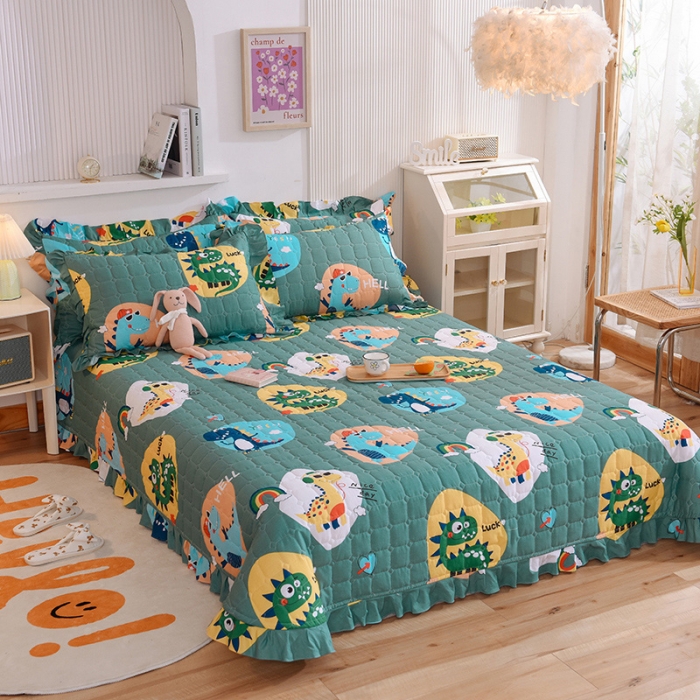 91家纺网 家纺一手货源 找家纺 总）甜之梦 2025全棉夹棉防滑抗菌花边款床盖可定制任何尺寸