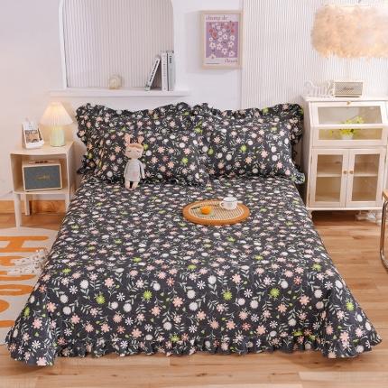 甜之梦家纺 2025新款全棉夹棉防滑抗菌花边款床盖 沁园春