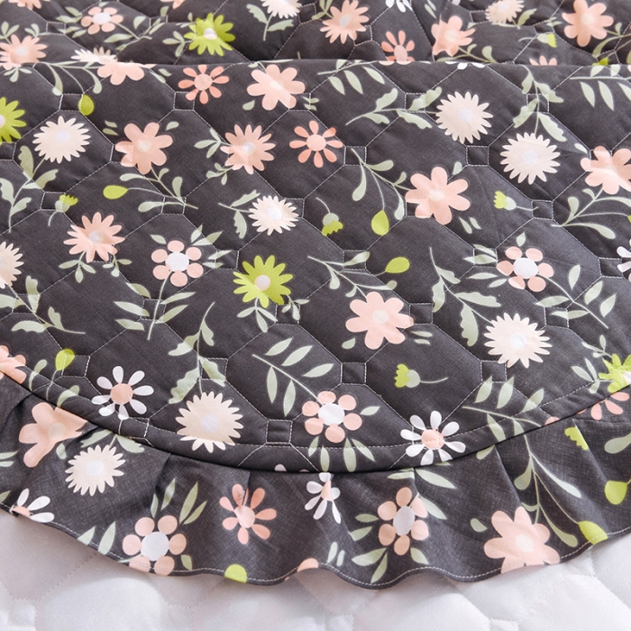 91家纺网 家纺一手货源 找家纺 甜之梦家纺 2025新款全棉夹棉防滑抗菌花边款床盖 沁园春