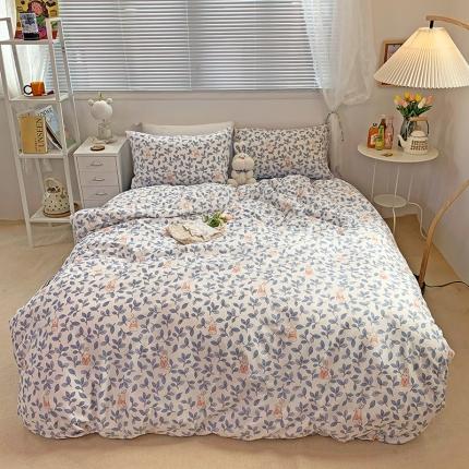 91家纺网 家纺一手货源 找家纺 田野2021新款小清新全棉纯棉四件套 菲菲兔