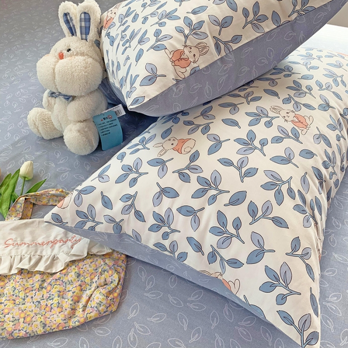 91家纺网 家纺一手货源 找家纺 田野2021新款小清新全棉纯棉四件套 菲菲兔