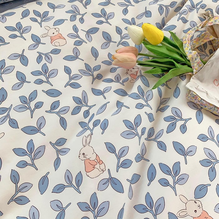 91家纺网 家纺一手货源 找家纺 田野2021新款小清新全棉纯棉四件套 菲菲兔