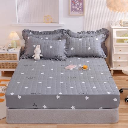 甜之梦家纺 2025新款全棉夹棉防滑抗菌床笠 纯色星空