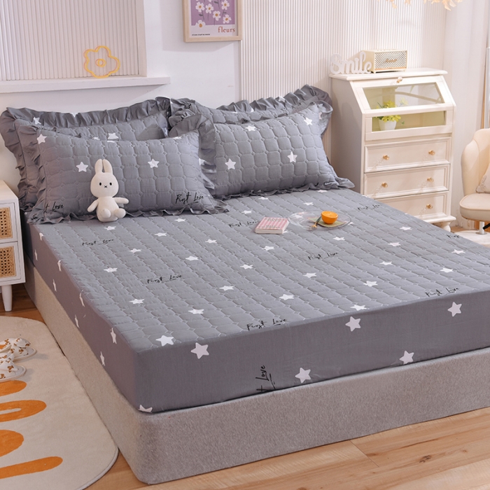 91家纺网 家纺一手货源 找家纺 甜之梦家纺 2025新款全棉夹棉防滑抗菌床笠 纯色星空