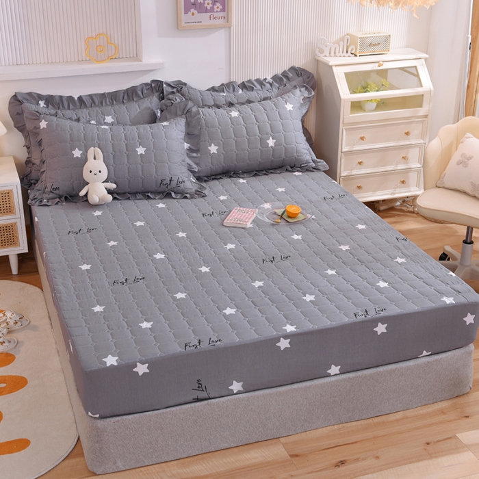 91家纺网 家纺一手货源 找家纺 甜之梦家纺 2025新款全棉夹棉防滑抗菌床笠 纯色星空