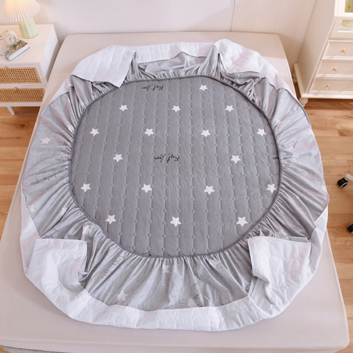 91家纺网 家纺一手货源 找家纺 甜之梦家纺 2025新款全棉夹棉防滑抗菌床笠 纯色星空