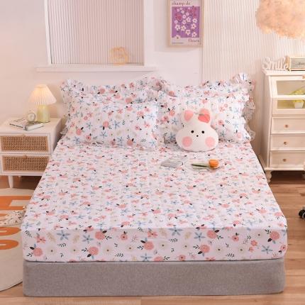 甜之梦家纺 2025新款全棉夹棉防滑抗菌床笠 粉红佳人