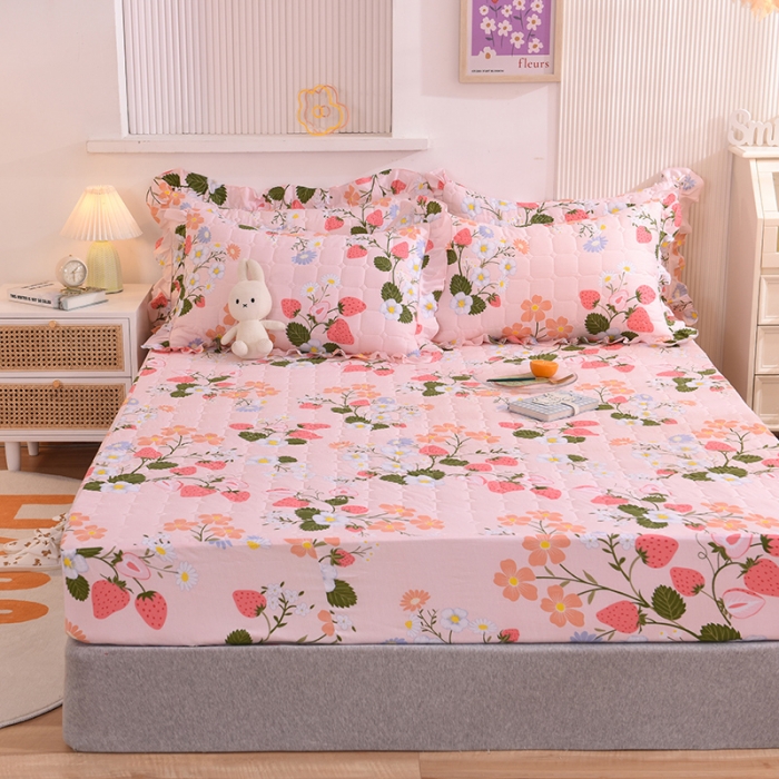 91家纺网 家纺一手货源 找家纺 甜之梦家纺 2025新款全棉夹棉防滑抗菌床笠 莓之语