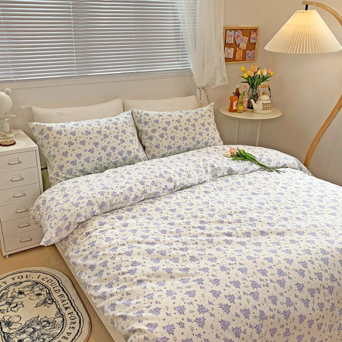 91家纺网 家纺一手货源 找家纺 田野2021新款花卉全棉四件套 花期