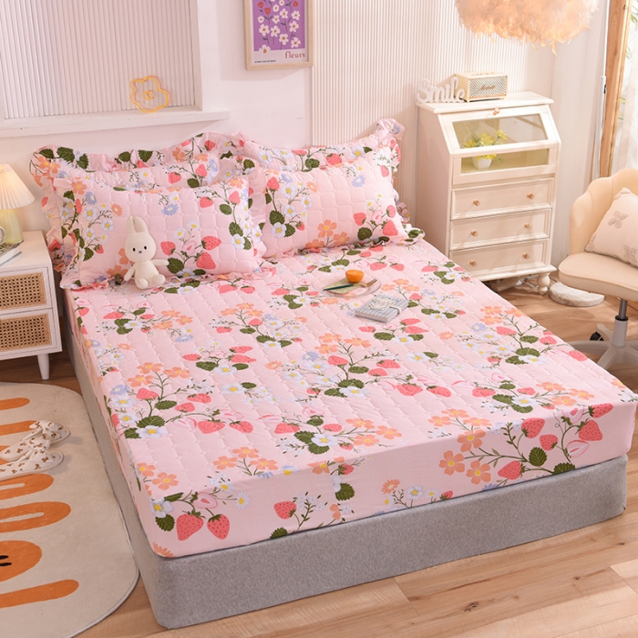 91家纺网 家纺一手货源 找家纺 甜之梦家纺 2025新款全棉夹棉防滑抗菌床笠 莓之语