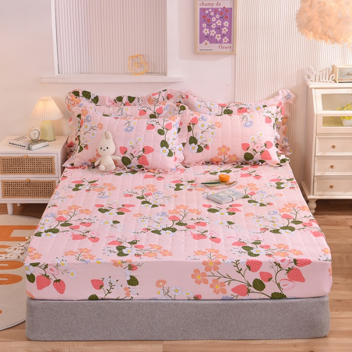 91家纺网 家纺一手货源 找家纺 甜之梦家纺 2025新款全棉夹棉防滑抗菌床笠 莓之语