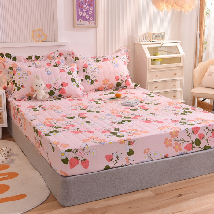 91家纺网 家纺一手货源 找家纺 甜之梦家纺 2025新款全棉夹棉防滑抗菌床笠 莓之语