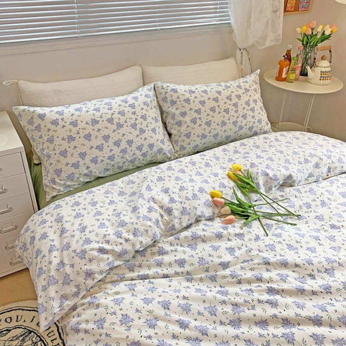 91家纺网 家纺一手货源 找家纺 田野2021新款花卉全棉四件套 花期