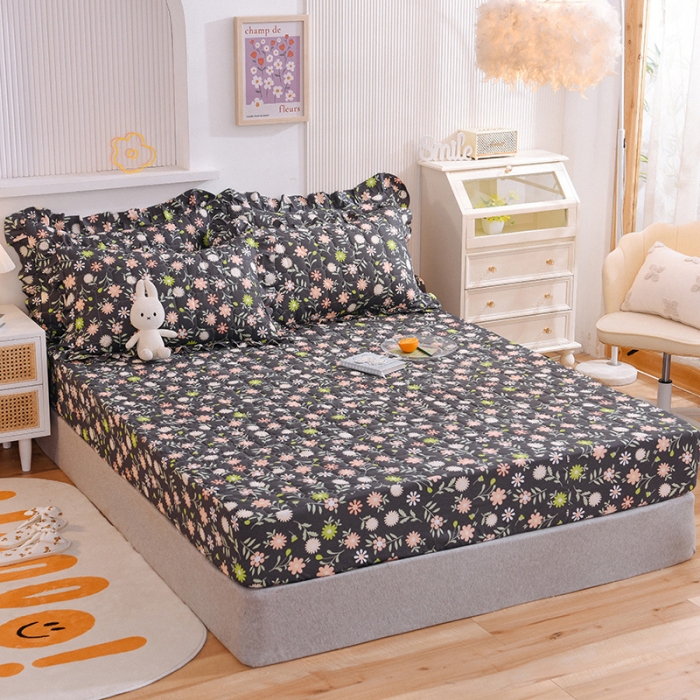 91家纺网 家纺一手货源 找家纺 甜之梦家纺 2025新款全棉夹棉防滑抗菌床笠 沁园春