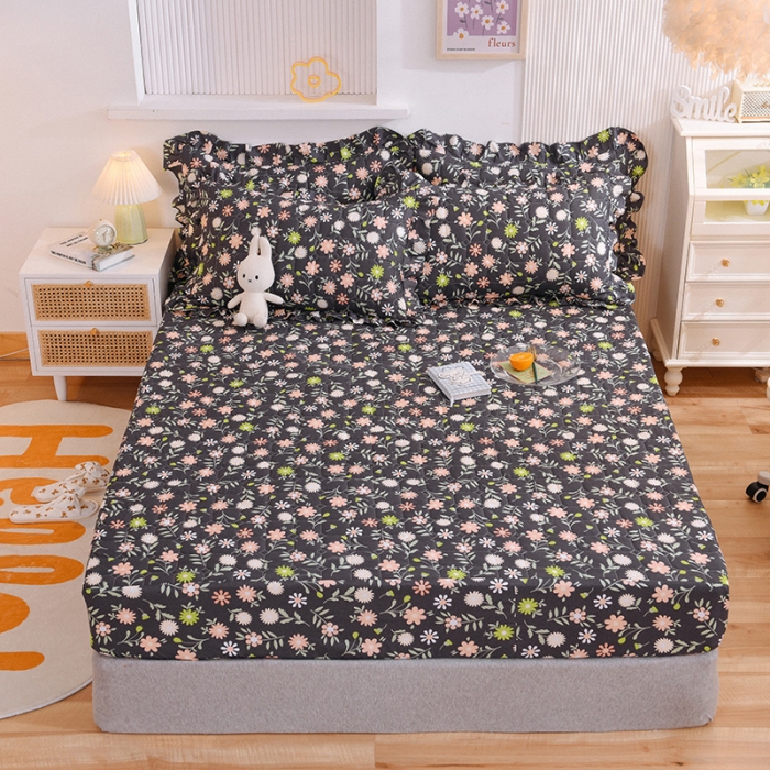 91家纺网 家纺一手货源 找家纺 甜之梦家纺 2025新款全棉夹棉防滑抗菌床笠 沁园春