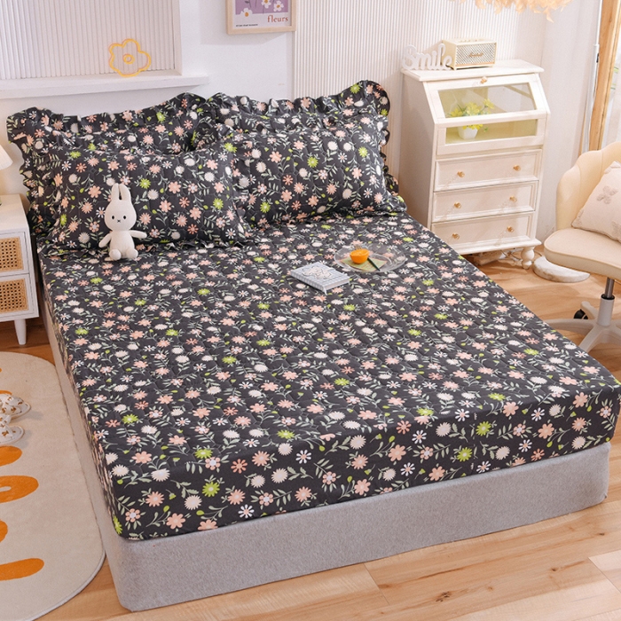 91家纺网 家纺一手货源 找家纺 甜之梦家纺 2025新款全棉夹棉防滑抗菌床笠 沁园春