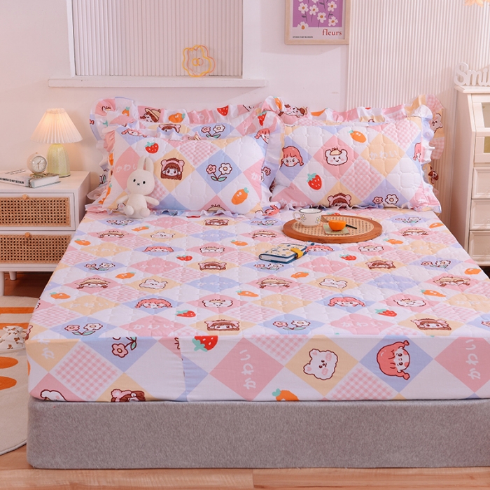 91家纺网 家纺一手货源 找家纺 甜之梦家纺 2025新款全棉夹棉防滑抗菌床笠 诗雨恋人