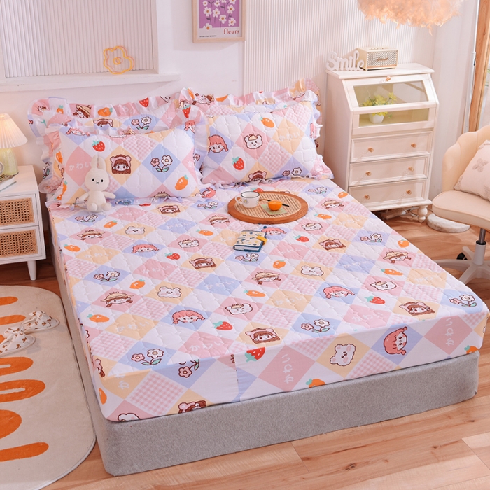 91家纺网 家纺一手货源 找家纺 甜之梦家纺 2025新款全棉夹棉防滑抗菌床笠 诗雨恋人