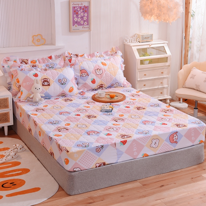 91家纺网 家纺一手货源 找家纺 甜之梦家纺 2025新款全棉夹棉防滑抗菌床笠 诗雨恋人