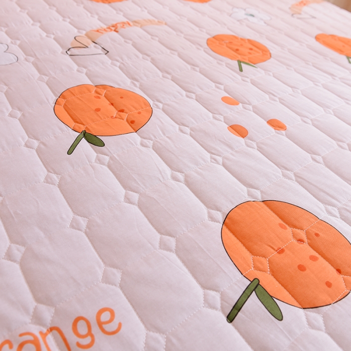 91家纺网 家纺一手货源 找家纺 甜之梦家纺 2025新款全棉夹棉防滑抗菌床笠 心想事橙