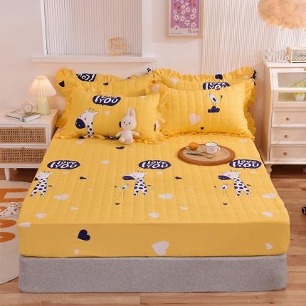 甜之梦家纺 2025新款全棉夹棉防滑抗菌床笠 长颈鹿多多