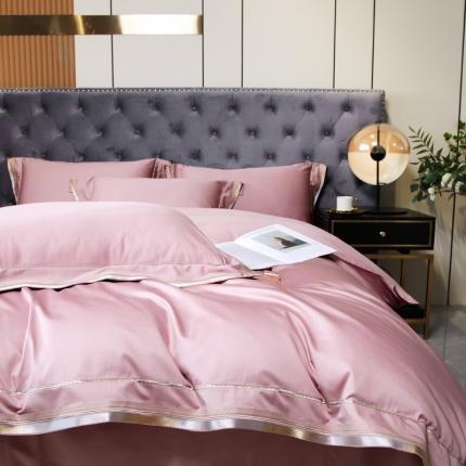 91家纺网 家纺一手货源 找家纺 618家纺新款100S长绒棉四件套100支被套60支床上用品典雅-天晴蓝