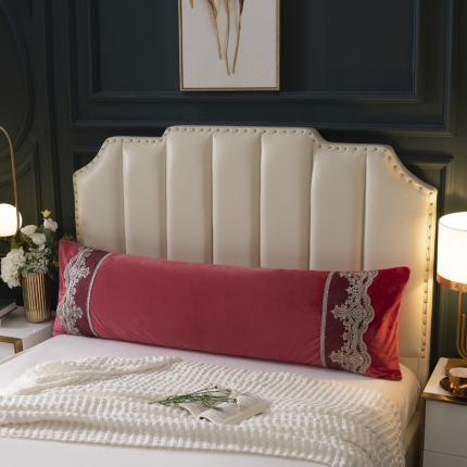 91家纺网 家纺一手货源 找家纺 水晶绒双人蕾丝边枕套牛奶绒枕头套加长枕芯套