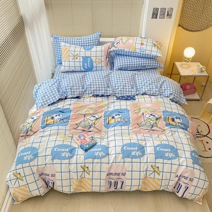 雅居纺家纺 2022新款全棉史努比四件套 海边度假