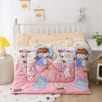 91家纺网 家纺一手货源 找家纺 吉咪兔 2024新款儿童卡通被子幼儿园磨毛化纤被芯保暖春秋被冬被 我爱学习