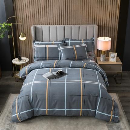 91家纺网 家纺一手货源 找家纺 威布斯 2021新款全棉加厚磨毛四件套 八音盒-咖小格子