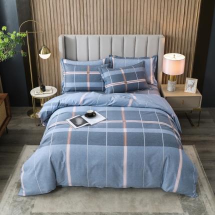 威布斯 2021新款全棉加厚磨毛四件套 街角咖啡-棕