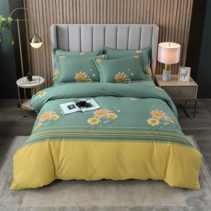 91家纺网 家纺一手货源 找家纺 威布斯 2021新款全棉加厚磨毛四件套 锦绣前程-蓝