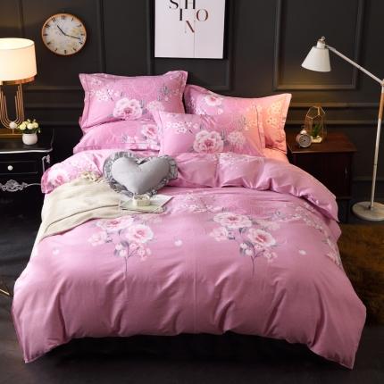 91家纺网 家纺一手货源 找家纺 威布斯 2021新款全棉加厚磨毛四件套 昕薇-粉