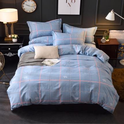 威布斯 2021新款全棉加厚磨毛四件套 绿野仙踪-绿灰