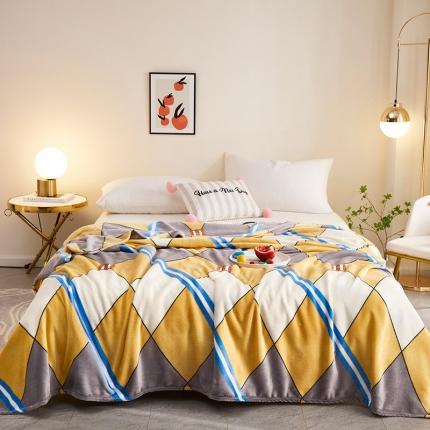 （总）坦客毯业 2023年新款印花法莱绒毛毯沙发盖毯午睡毯子