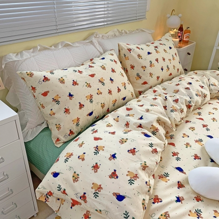 91家纺网 家纺一手货源 找家纺 （总）田野家纺 2021新款初夏全棉四件套纯棉小清新三件套