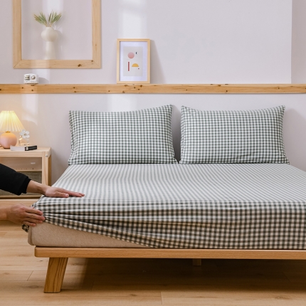 91家纺网 家纺一手货源 找家纺 恋人优选良品纯棉水洗棉床笠单件全棉床罩防滑固定席梦思保护套罩