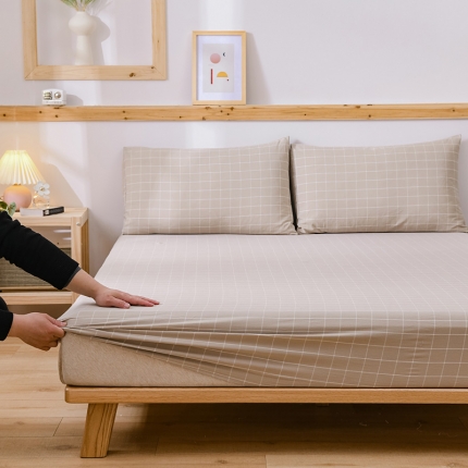 91家纺网 家纺一手货源 找家纺 恋人优选良品纯棉水洗棉床笠单件全棉床罩防滑固定席梦思保护套罩