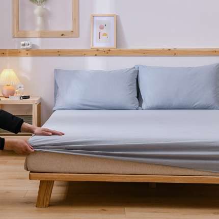 91家纺网 家纺一手货源 找家纺 恋人优选良品纯棉水洗棉床笠单件全棉床罩防滑固定席梦思保护套罩