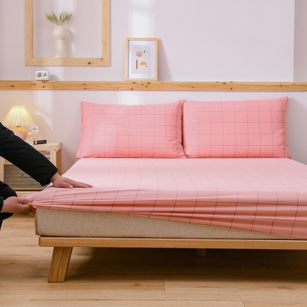 91家纺网 家纺一手货源 找家纺 恋人优选良品纯棉水洗棉床笠单件全棉床罩防滑固定席梦思保护套罩