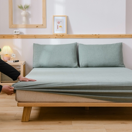 91家纺网 家纺一手货源 找家纺 恋人优选良品纯棉水洗棉床笠单件全棉床罩防滑固定席梦思保护套罩